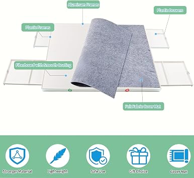 1500 Pieces Puzzle Board with Drawers and Cover,35x27Portable Jigsaw Puzzle Table for Adults Puzzle Tables with Drawers