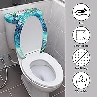 Vista 3 de Funda para tapa de inodoro con estampado de colibrí y cubierta para tanque de inodoro, súper suave, fundas de asiento para tapa de inodoro
