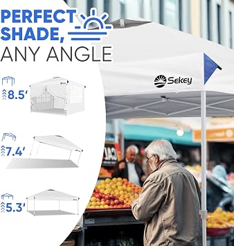 Sekey 10x10 Pop Up Canopy with 4 Sidewalls, One Push Setup Instant Outdoor Gazebo, Instant Easy Up Canopy with UPF50+ Top, 4 Weight Bags for Events, Beach, Patio, Camping