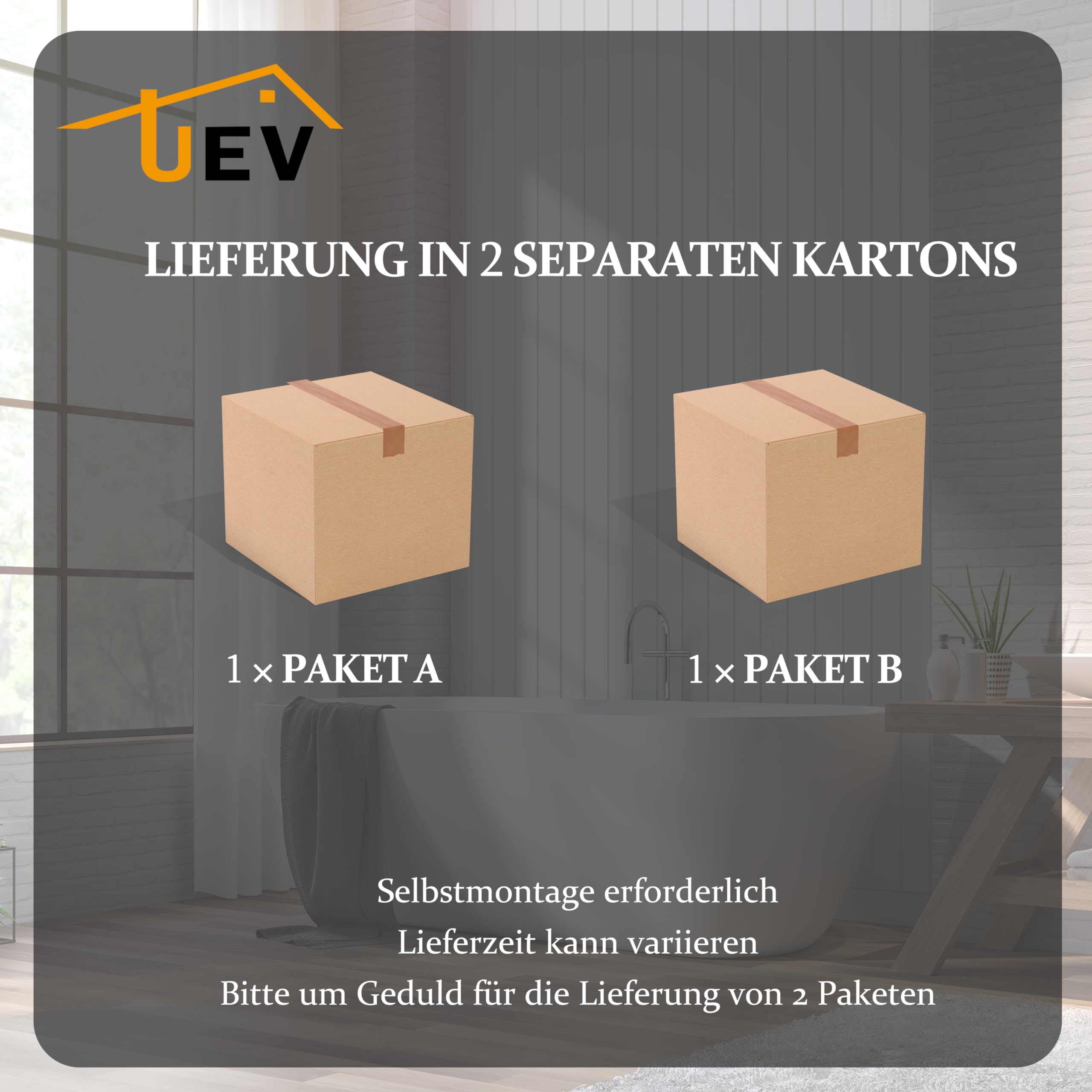 UEV Waschtisch mit Unterschrank, Waschbeckenunterschrank 75cm hängend, Waschbecken aus Keramik, Badezimmmer Möbel für Gäste WCmodern, Soft-Close, schwarz