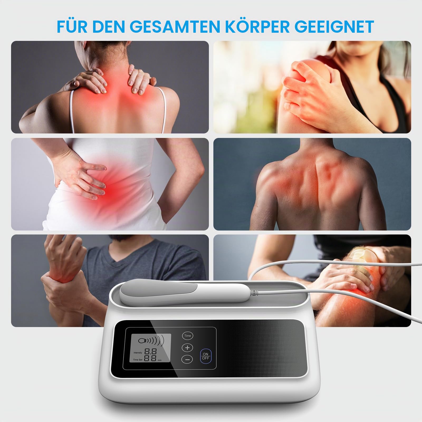 Ultraschalltherapie 1 MHz 3 Intensitätsstufen, Ultraschallgerät für Zuhause Schmerztherapie, Sportbehandlungen, Verwendung zu Hause Ultraschall-Physiotherapie (Weiß C01)