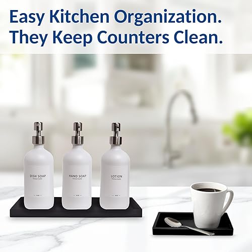 Miniatura 6 de Bandeja de Encimera y Tocador - 2 Piezas (11" y 7") Bandejas de Silicona Irrompibles para Cocina y Baño para Encimera, Bandeja para Dispensador