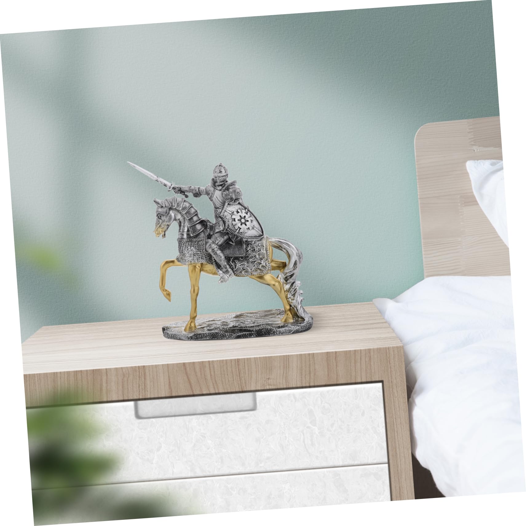 YARNOW Ornements De Garde Rétro Figurines De Mini-Soldats Figures De Chevalier Figures d'action De L'armée Chevalier De Table Chiffres Statue Silver Résine Synthétique