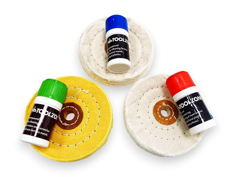 Kit de Limpeza e Polimento Toolzone com 7 Peças, Rodas e Compostos para Metais