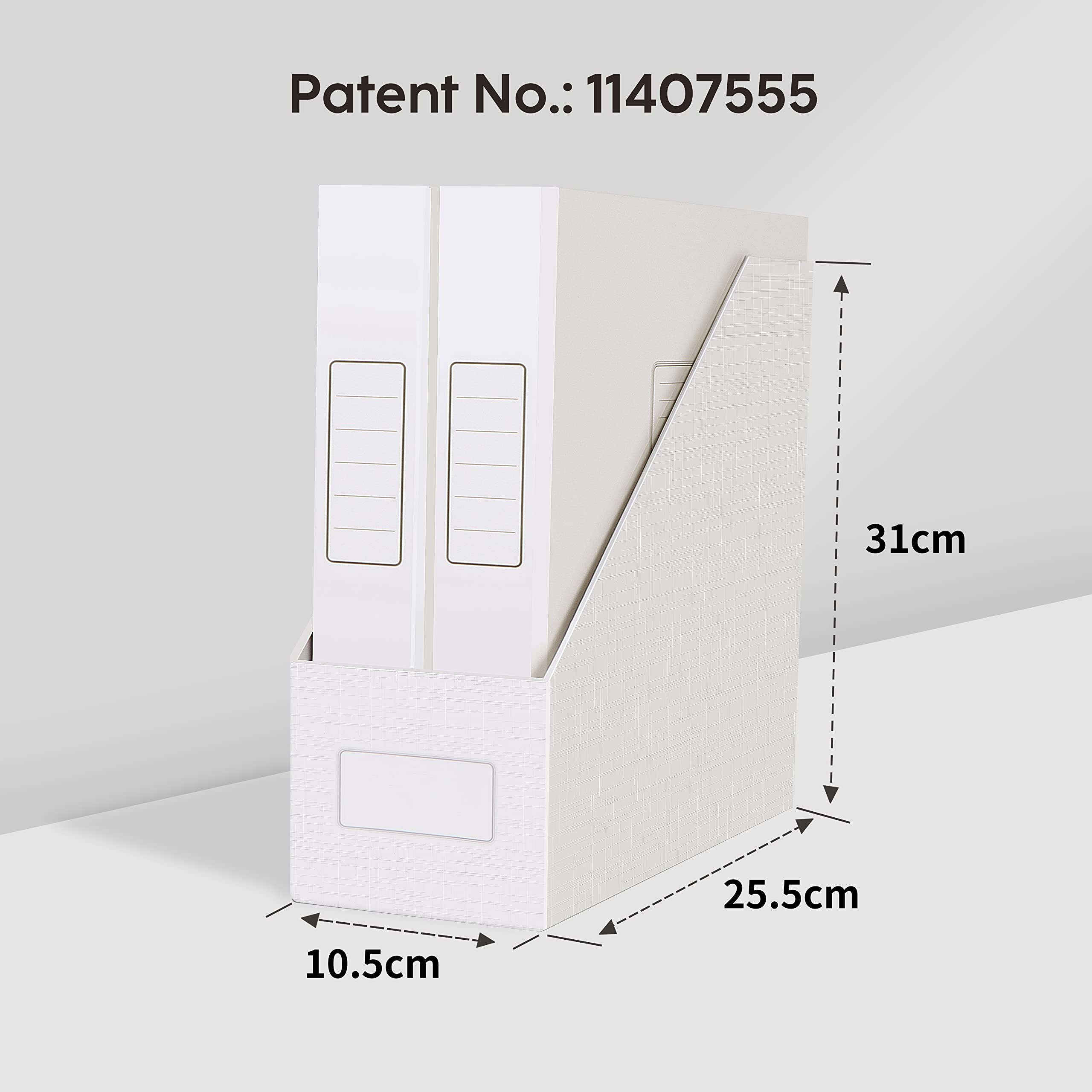 JiaWei A4 Portariviste (3 Pezzi), Realizzato in Cartone Extra Robusto da 1700 g/m², Porta riviste da 10,5 cm di Larghezza, Portariviste da Scrivania per Libri e File - Bianco