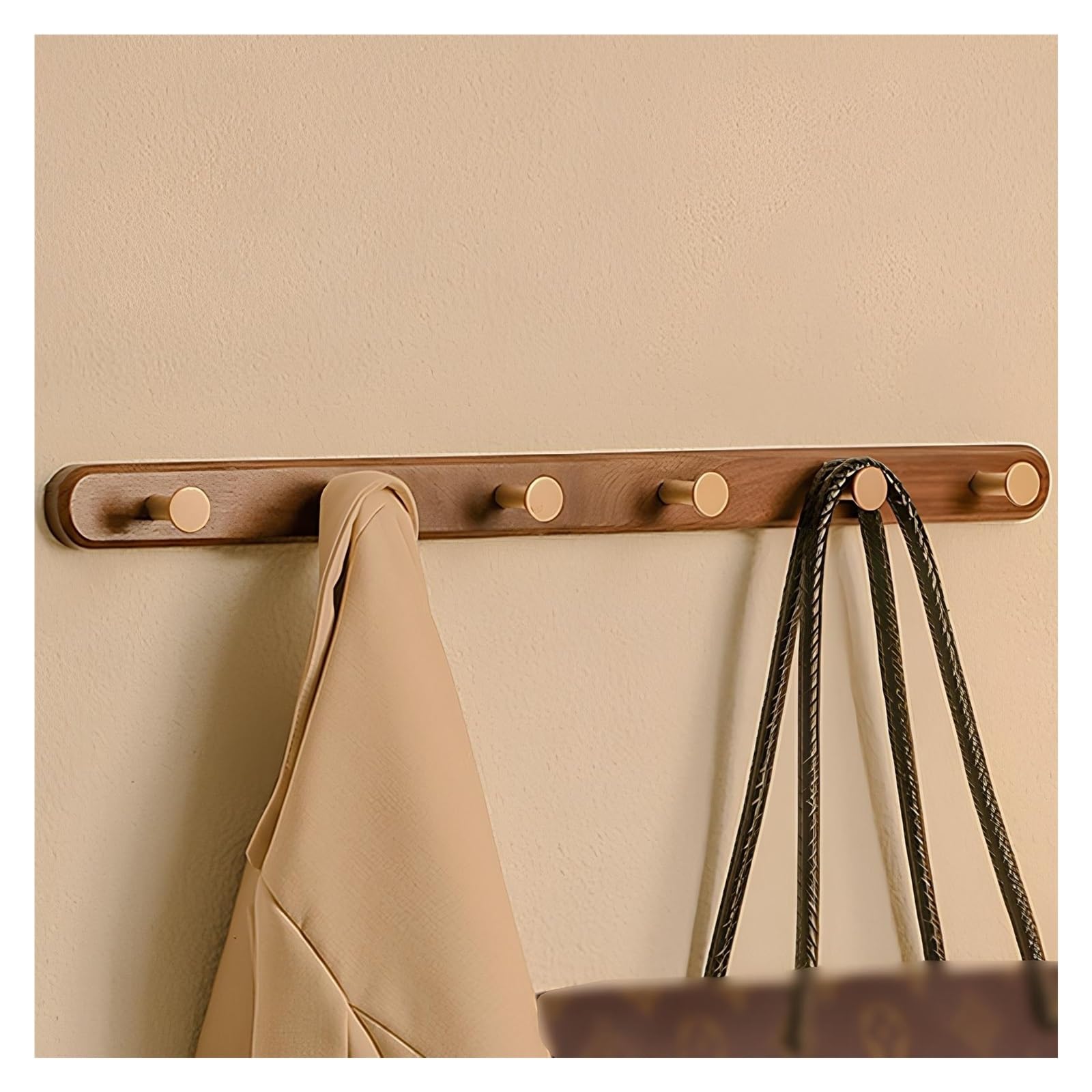Xuqqu Brown 60Cm Rustic Large Coat Rack Wall Mount, Long Coat Rack For Wall, Wood Coat Rack Hooks, Farmhouse Coat Hanger Wall Mount For Hanging Jacket Coat(,60Cm/23.6In)