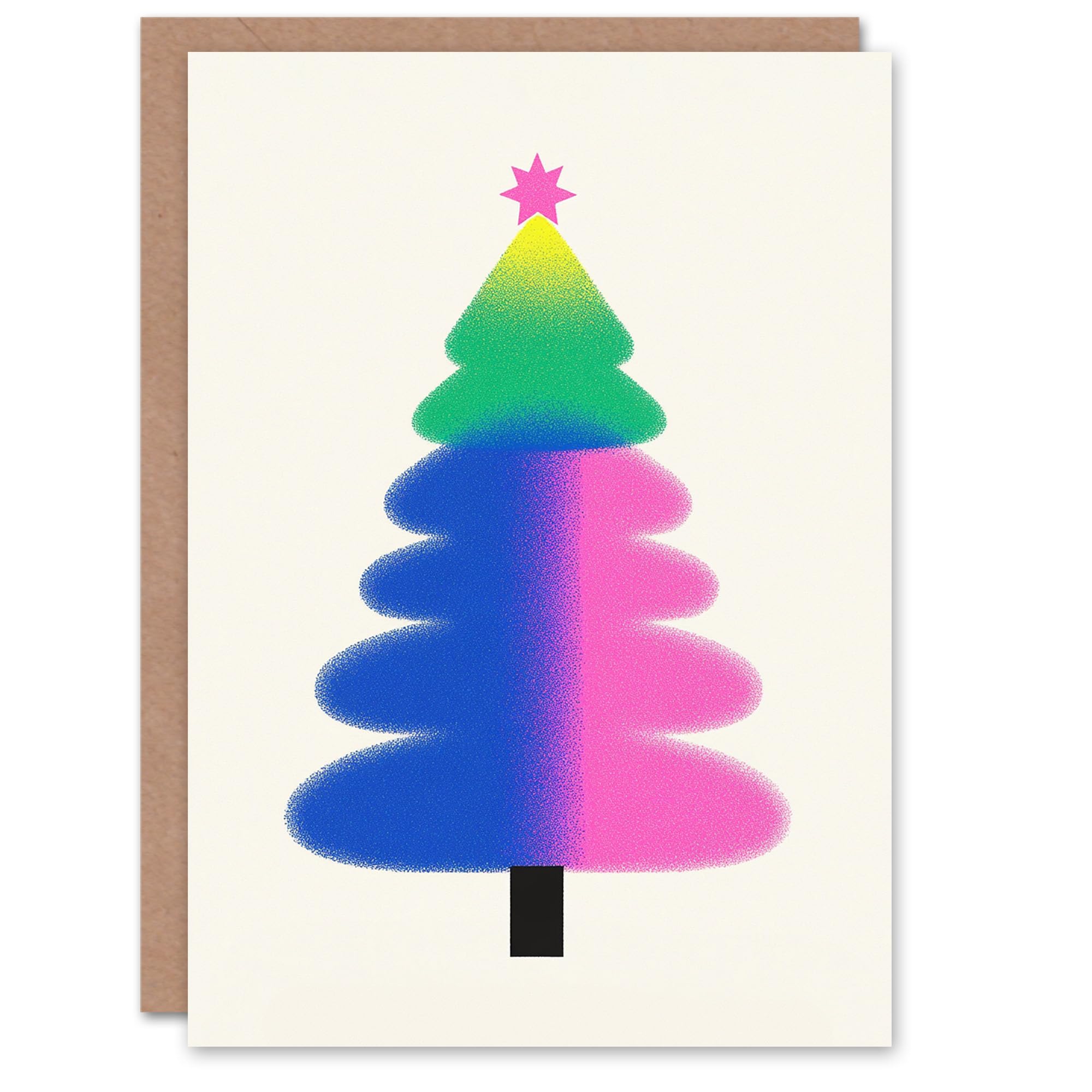 Wee Blue Coo Vibrant Gradient Colour Tree Modern Fun Xmas Art Blank For All Christmas Card