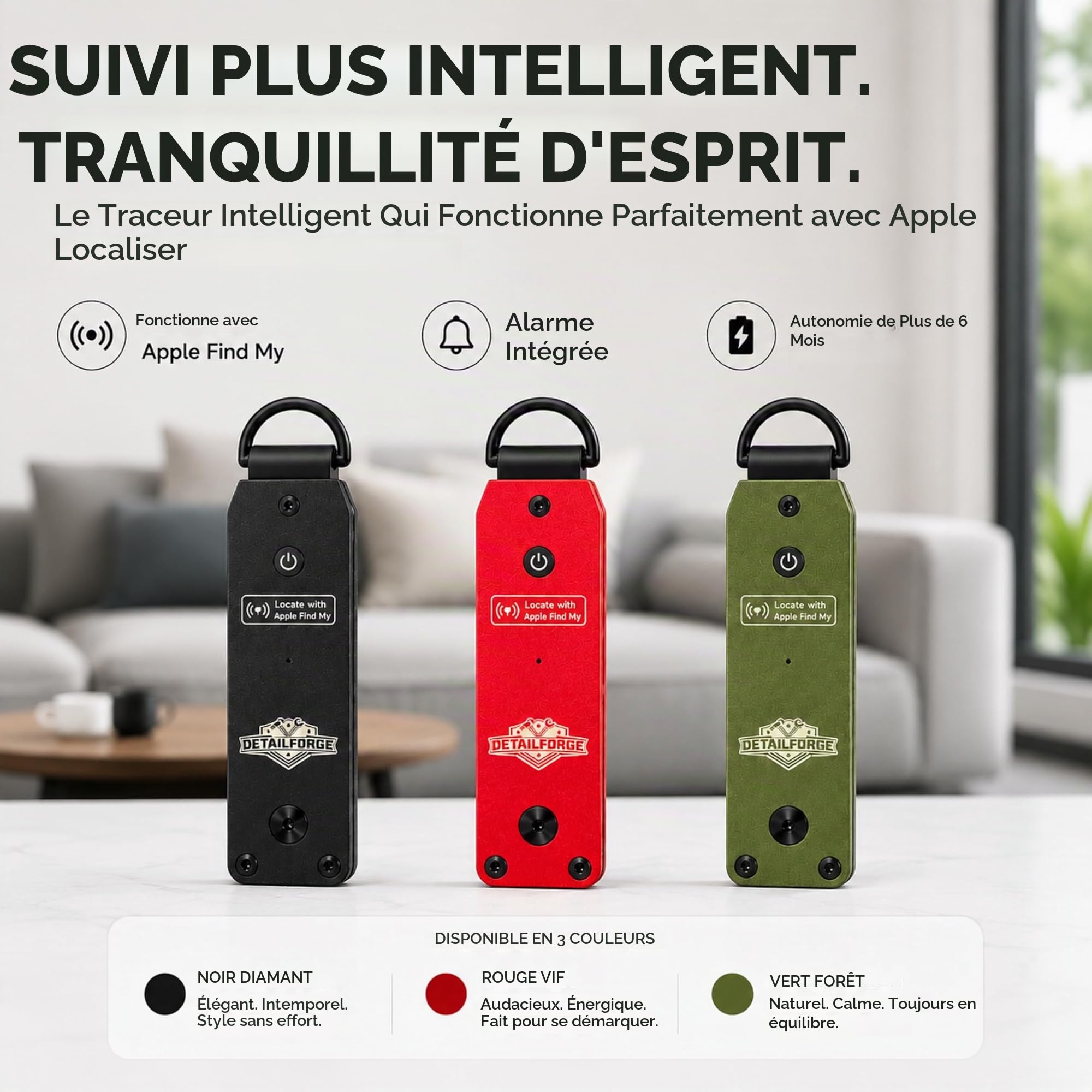 Air Key Organiseur de clés pour jusqu'à 4 clés, compatible avec Apple Find My, avec fonction de recherche Bluetooth et signal sonore (noir)