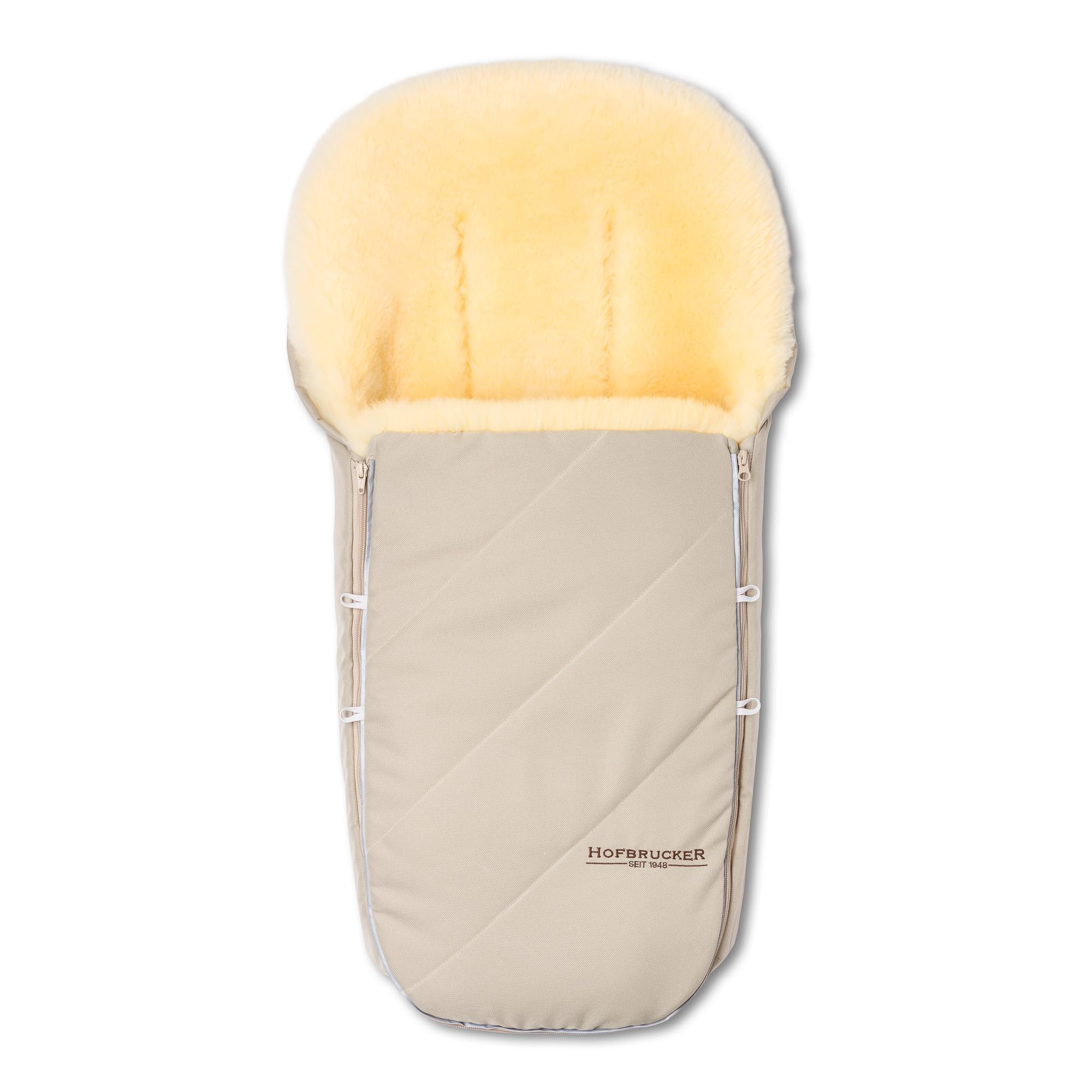Hofbrucker Saco para cochecito de bebé Toni para otoño/invierno/principios de piel de cordero para capazo y Maxi Cosi 0-10 meses con manta extraíble (beige)