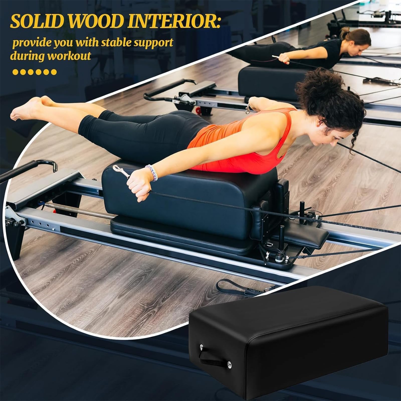 001, Pilates Sitting Box, Pilates Box para Reformer, Pilates Reformer Box para Ejercicios Que Mejoran El Rango De Movimiento Y La Flexibilidad, Se Puede Usar De Forma Independiente
