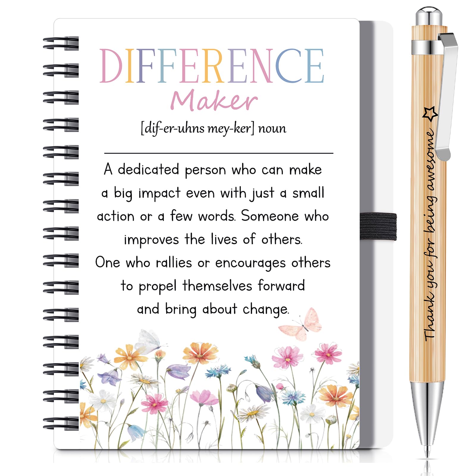 Sinmoe Thank You Gifts Set Inspirational Notebook Appreciation Ballpoint Pen Inspirational Lined Spiral Notepad for Coworker Teacher Employee Appreciation Gifts(Difference Style)