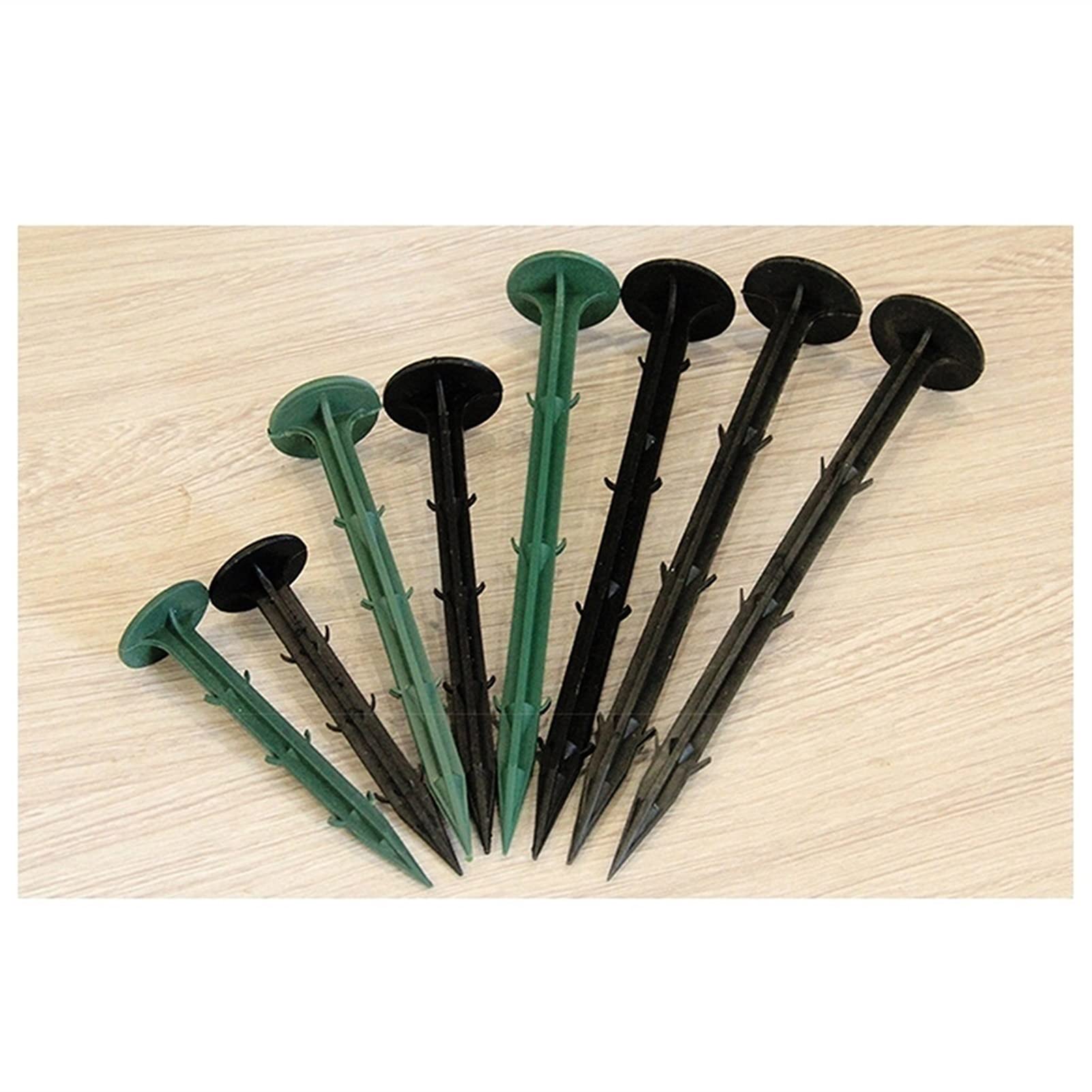100 pinzas de plástico verde para tienda de campaña de jardín de 30 cm, grapas de tela de paisaje, anclajes de barrera de malezas resistentes para mantillo geotextil y cubierta del suelo