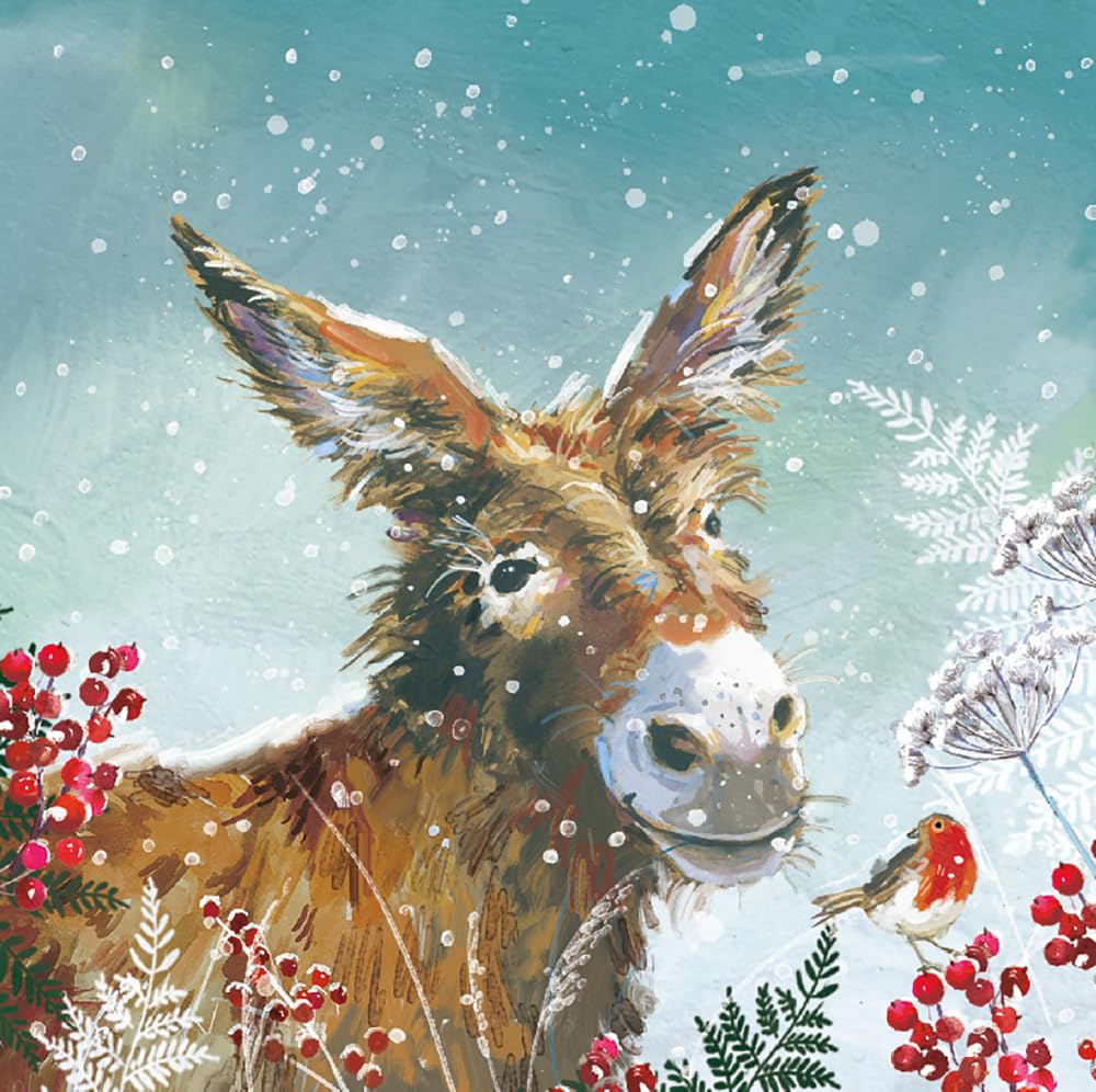 Ling Design Wildlife Watercolour Art Pack of 6 Christmas Cards, Premium Board