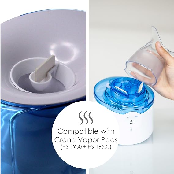 Crane Steam Inhaler & Warm Mist Humidifier, 0.5 Gallon, Humidifier FSA Eligible, Blue & White, Ideal Humidifiers for Bedroom, Sinus Inhaler, Vaporizer HSA, Vaporizer For Congestion