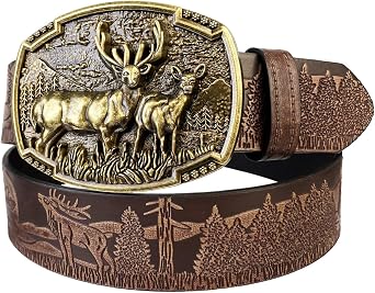 TOPACC Western Belts for Men Woman Western Belt Buckle Cowgirl Cowboy Leather Country Belt for Jeans Pants Gift