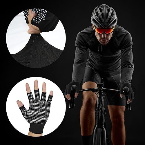 Miniatura 5 de Fingerless Workout Gloves for Men and Women, Half Finger Work Glove, Black Pilates Gloves with Grip, Fitness Exercise Gloves for Yoga, Cycling, Gym,
