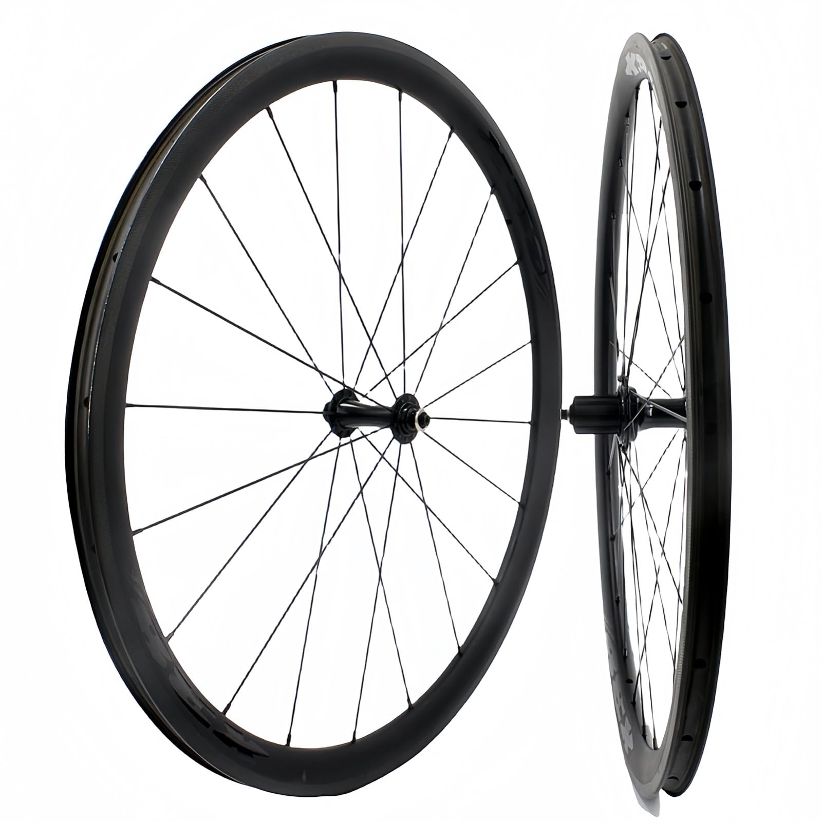 Fahrradlaufräder 700c Carbonfaser Rennrad Felgenbremse Ultraleichter Tubeless-Reifen T700 Carbon Blade Schnellspanneraufnahme 7-12 Gänge (Nero-700C)