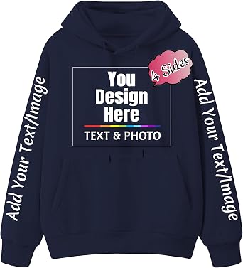 Custom Hoodie Design Your Own Unisex Hoodie Add Image Text Personalized Sweatshirt Customize 4 Side Print Hoodies