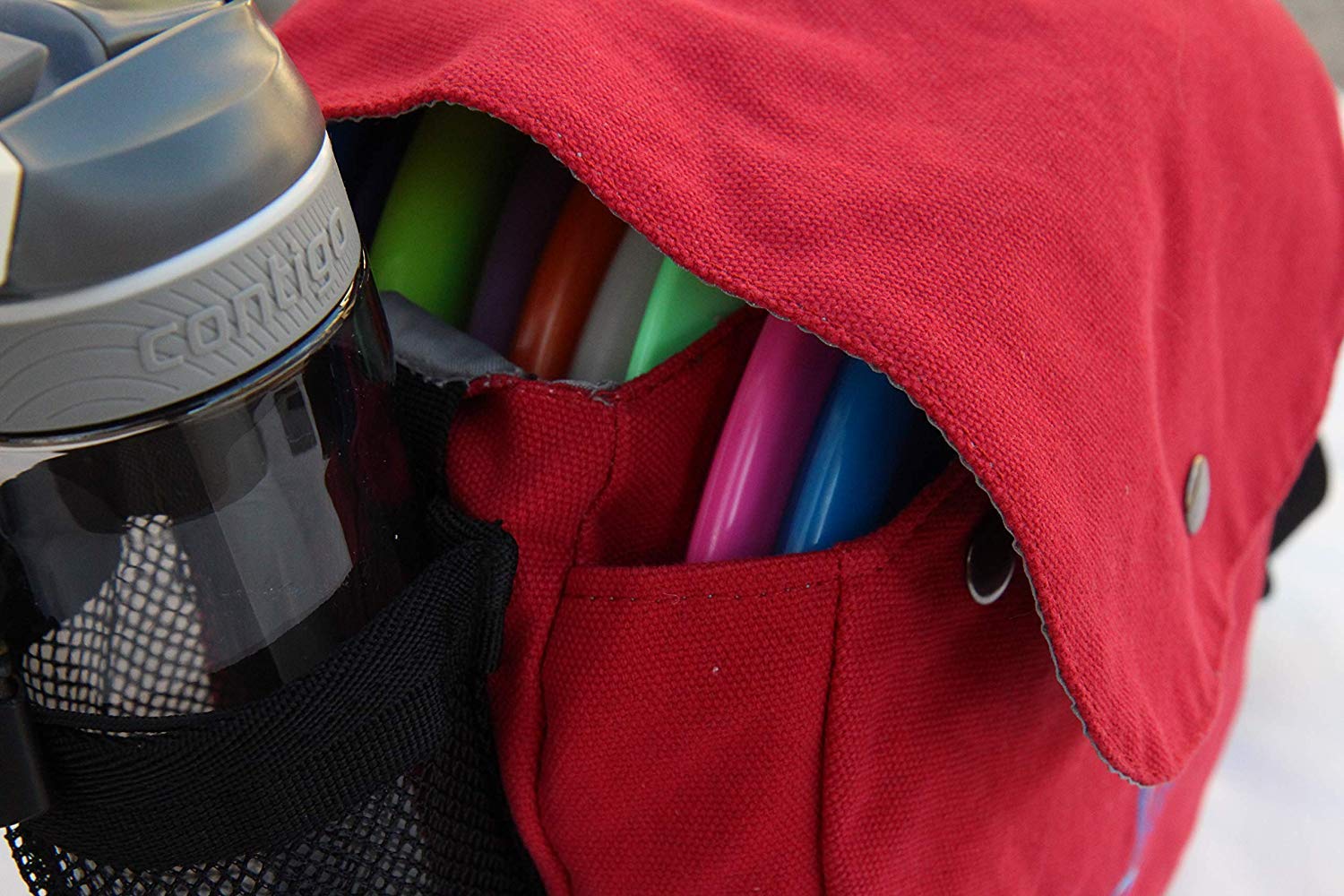Kestrel Disc Golf bag | Fits 12 dischi + bottiglia | dischi giocatori di golf per principianti e avanzati | estremamente resistente tela | frisbee Disc Golf set borsa | sacca da golf, Red