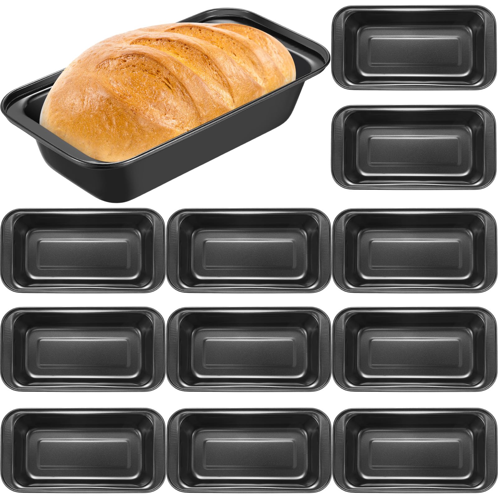 Tanlade 12 Stück Antihaft-Brot-Kastenform, 24,1 x 12,7 cm, Kastenbackform für hausgemachtes Brot, Küche, Backform, Backform, Zuhause, Brownies und Pfundkuchen (grau)