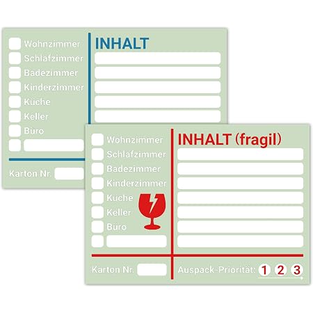Umzugsaufkleber Komplettpaket Haus – 180 Stück, DIN A6, Farbig Sortiert, Inkl. Abroller, Klebeband, Cutter & Edding – Für Stressfreien Umzug