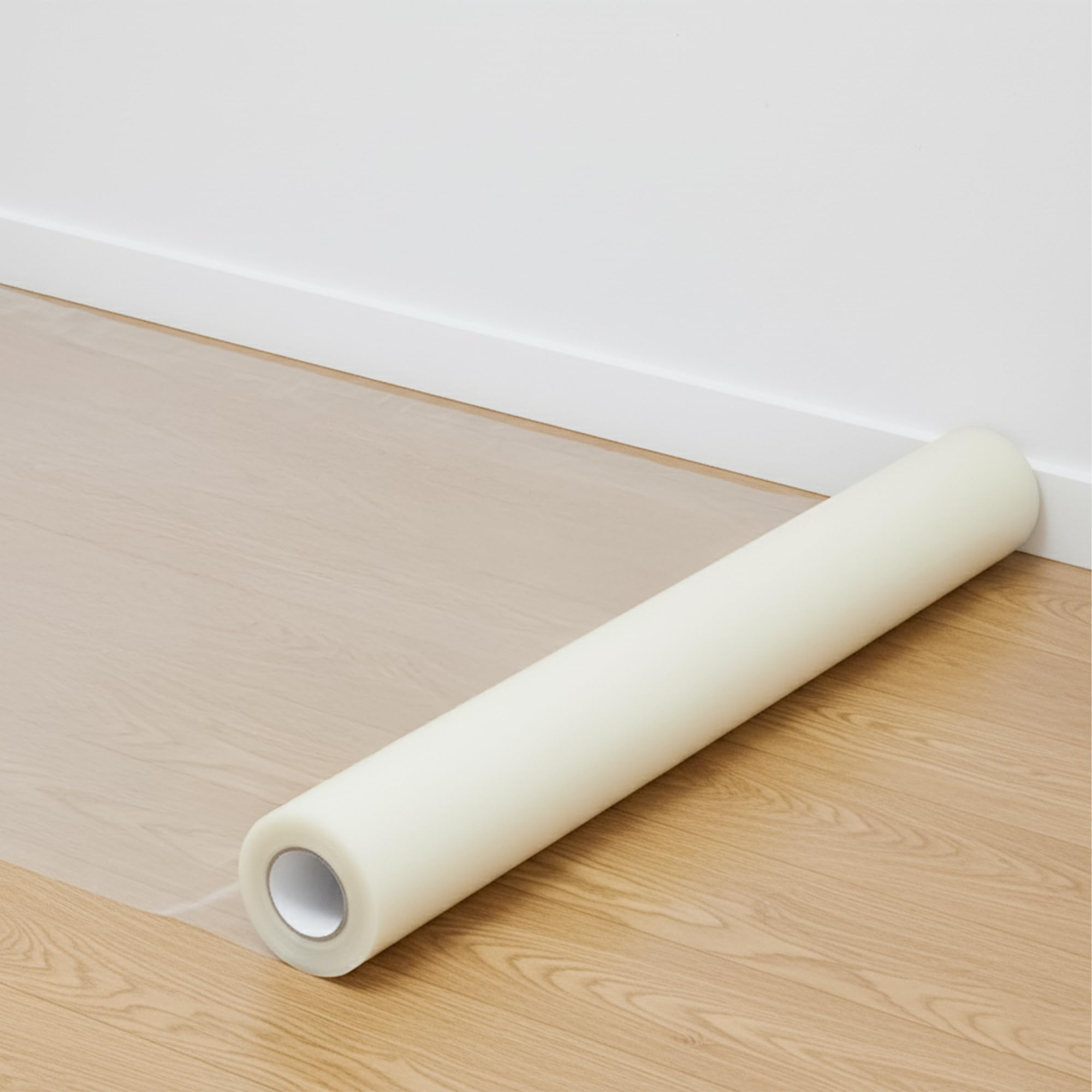WINSOME Floor Protector Roll 100 meter x 60cm | Hard Floor Protection Sticky Back Plastic Clear - DIY Dust Sheet Cover for Decorating and Painting - Non Slip and Anti-Skid Temporary Protection Film