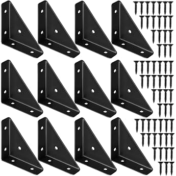 angle corner bracket metal black pack of 12 steel braces angle connector 90 degree corner connector angle attachment connection support for desk bed edge