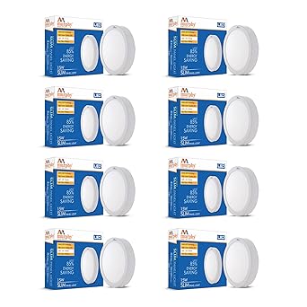 Murphy 15-Watt Slim Round LED Surface Mount Panel Light (Cool White, Pack of 8), No False Ceiling Required