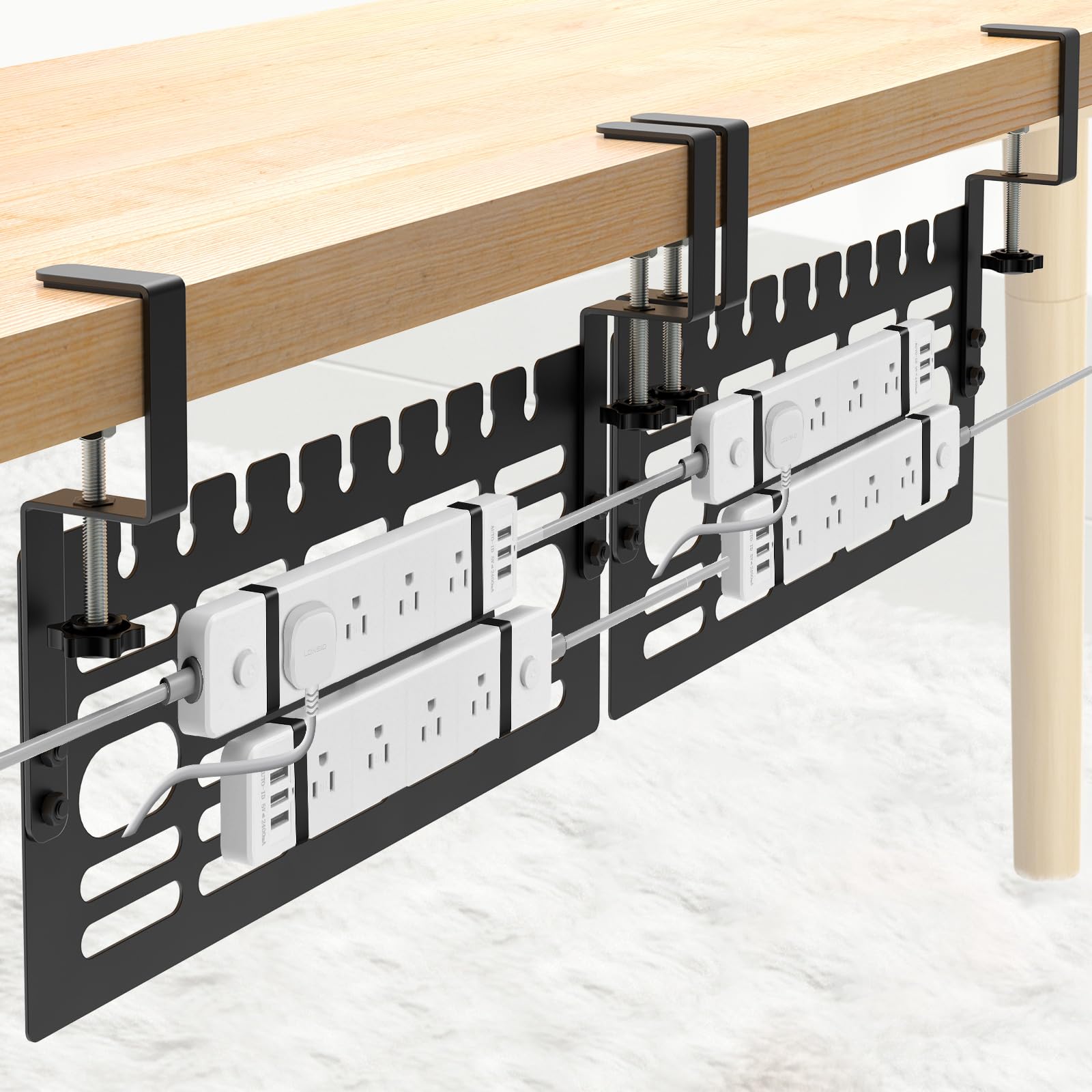Under Desk Cable Management Tray - No Drill Wire Organizer With Clamp For Office & Home-783025