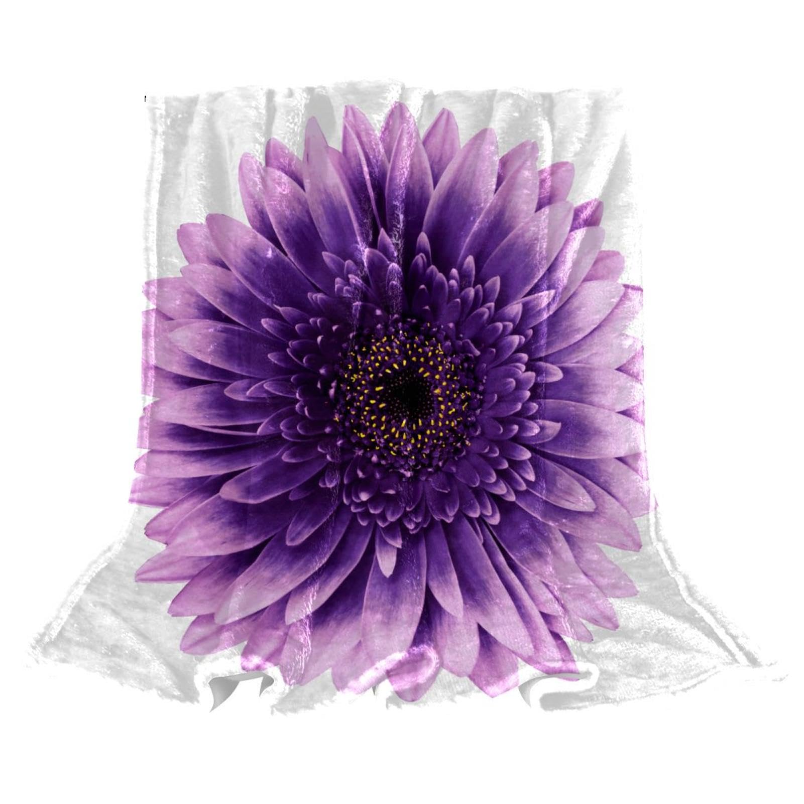 Couverture polaire chic à motif fleur violette pour votre intérieur