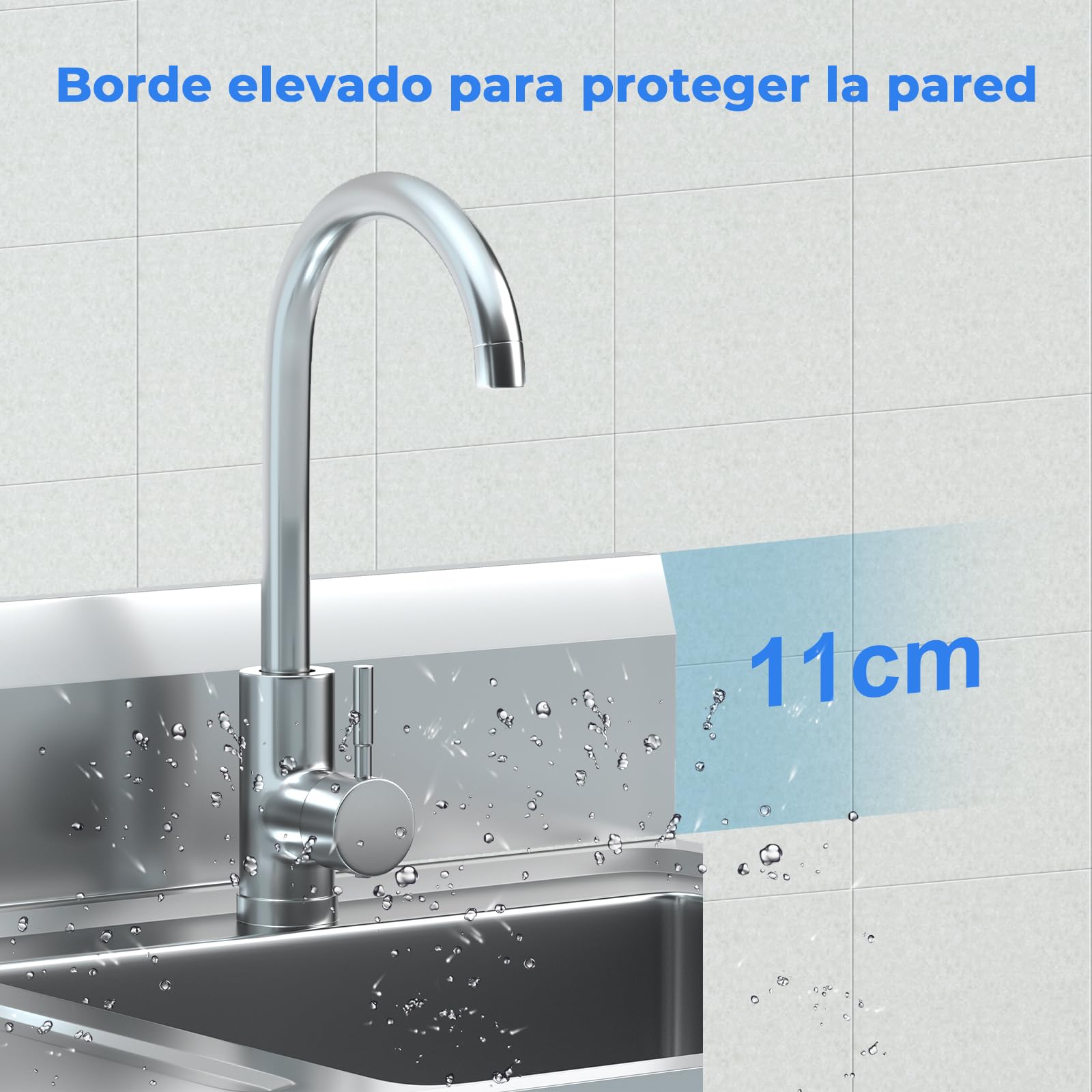 RiveraSink Fregadero Inox Autoportante 50x50 cm 1 Cubeta Exterior | Acero Inoxidable, Salpicadero Trasero, Grifo Incluido, 1 Cubeta Amplia, Patas Regulables, Kit de Desagüe, Uso Exterior