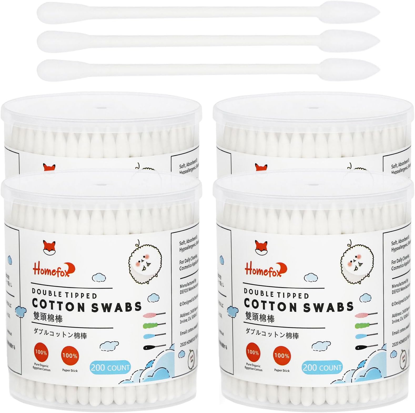Cotton Swabs Precision Pointed - 800 Count Pointy Organic Cotton Buds Double Side Tightly Wrapped Cotton Tips Paper Stick Soft Gentle Lint-Free Cruelty-Free, Pointy & Round (White)