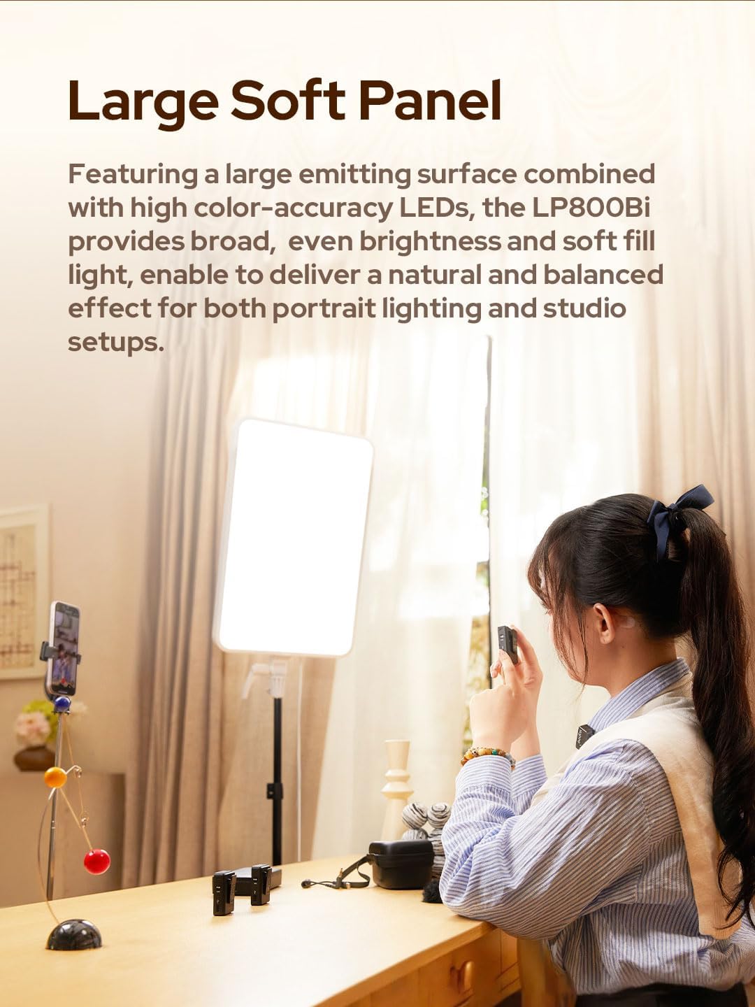 Godox LP800BI 85W LED Video Light Panel with Stand, 28" Large 2800K-6500K Bi-Color Soft Light, 2.6" Ultra-Thin Photography Lighting with APP Control, TLCI 98+ for YouTube, Recording, Live Streaming