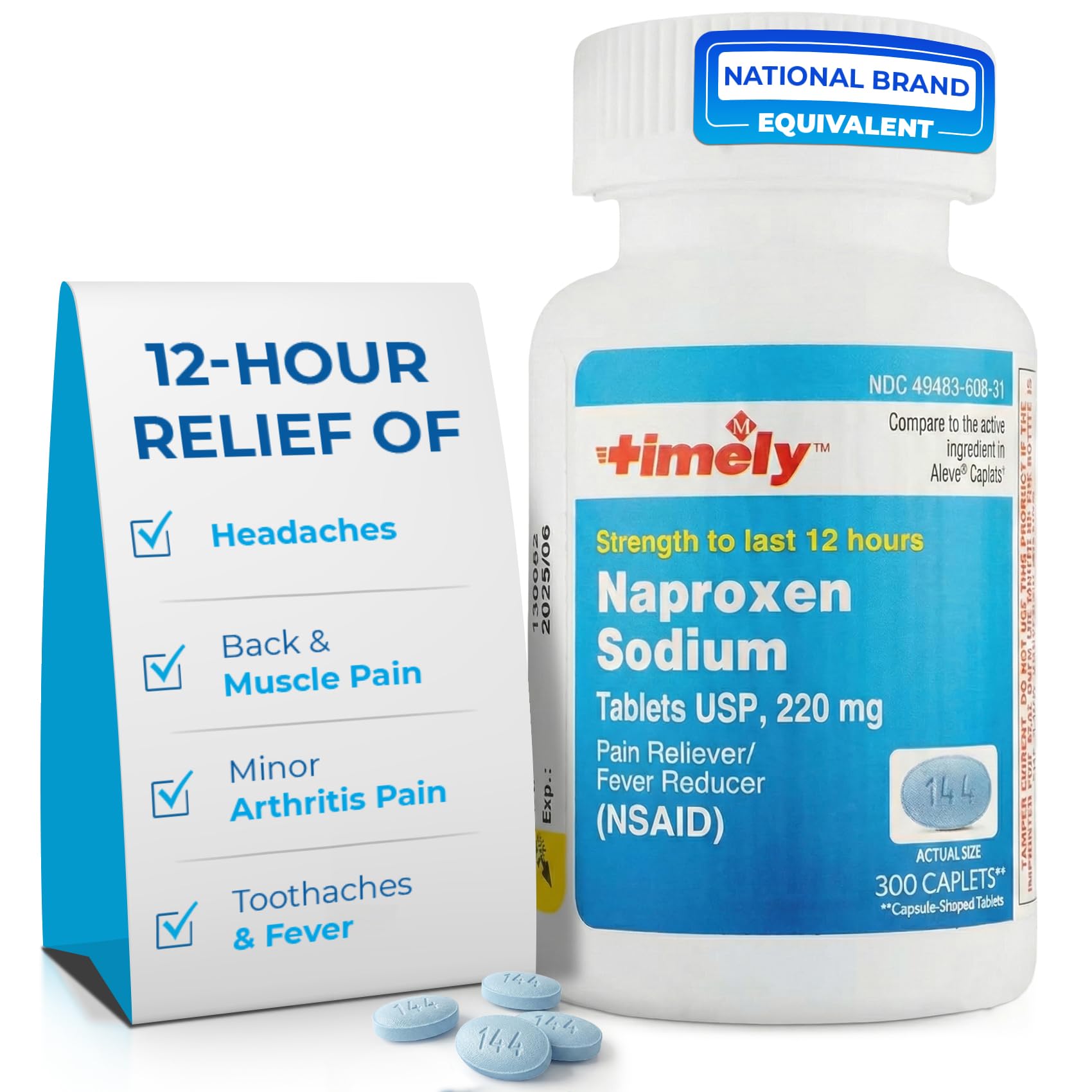 Timely Naproxen Sodium 220mg - NSAID Pain Reliever for Headache, Tooth Ache, ...