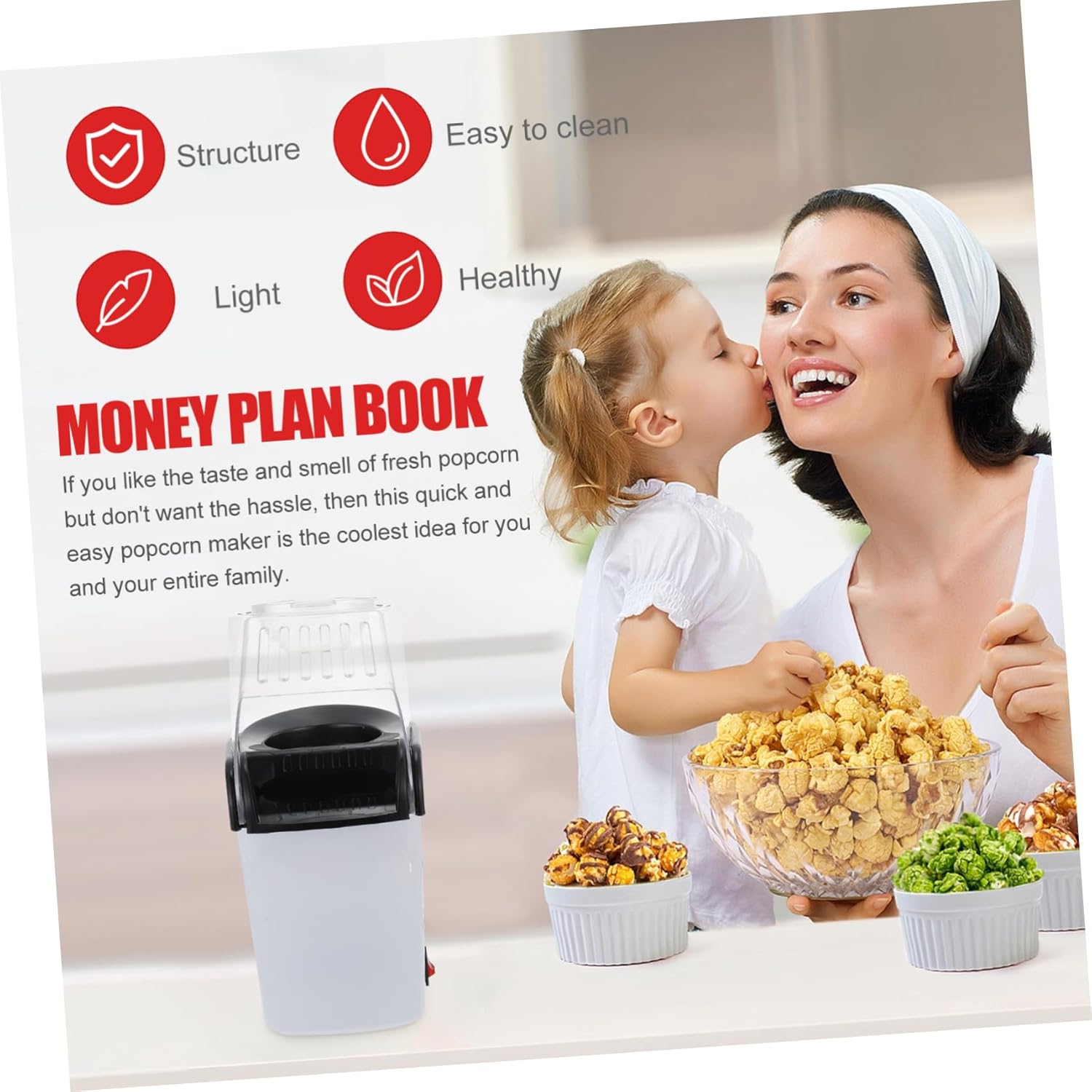 1Set Home Small Automatic Popcorn Maker Machine Compact Snack Machine for Home Use Nights and Family Gatherings