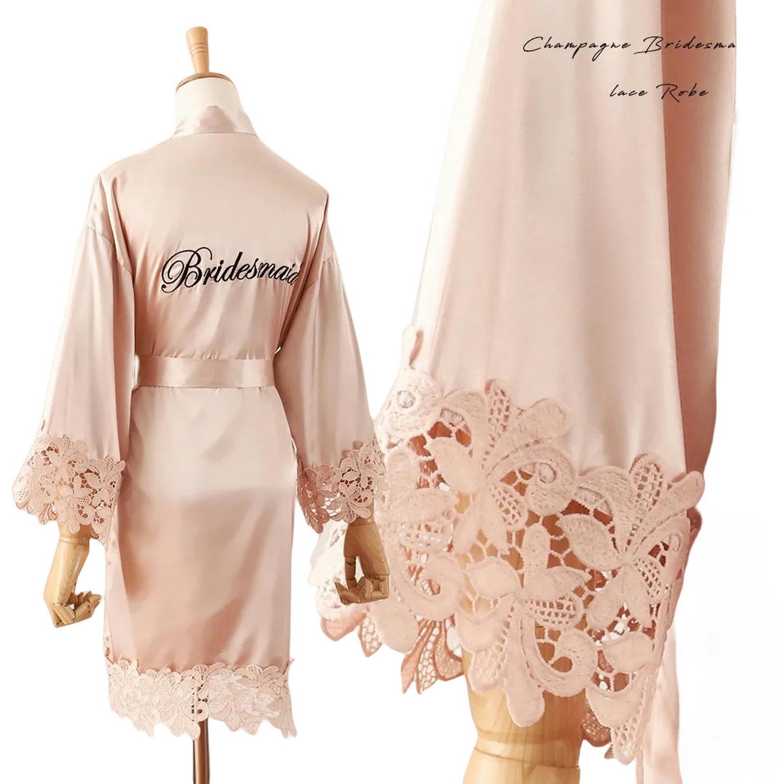 MdybF Robe de Chambre Summer Lace Sleepwear Bride & Bridemaid Wedding Robe Robe Robe Solie Back Kimono Bataille Femme Focus Night Robe Night