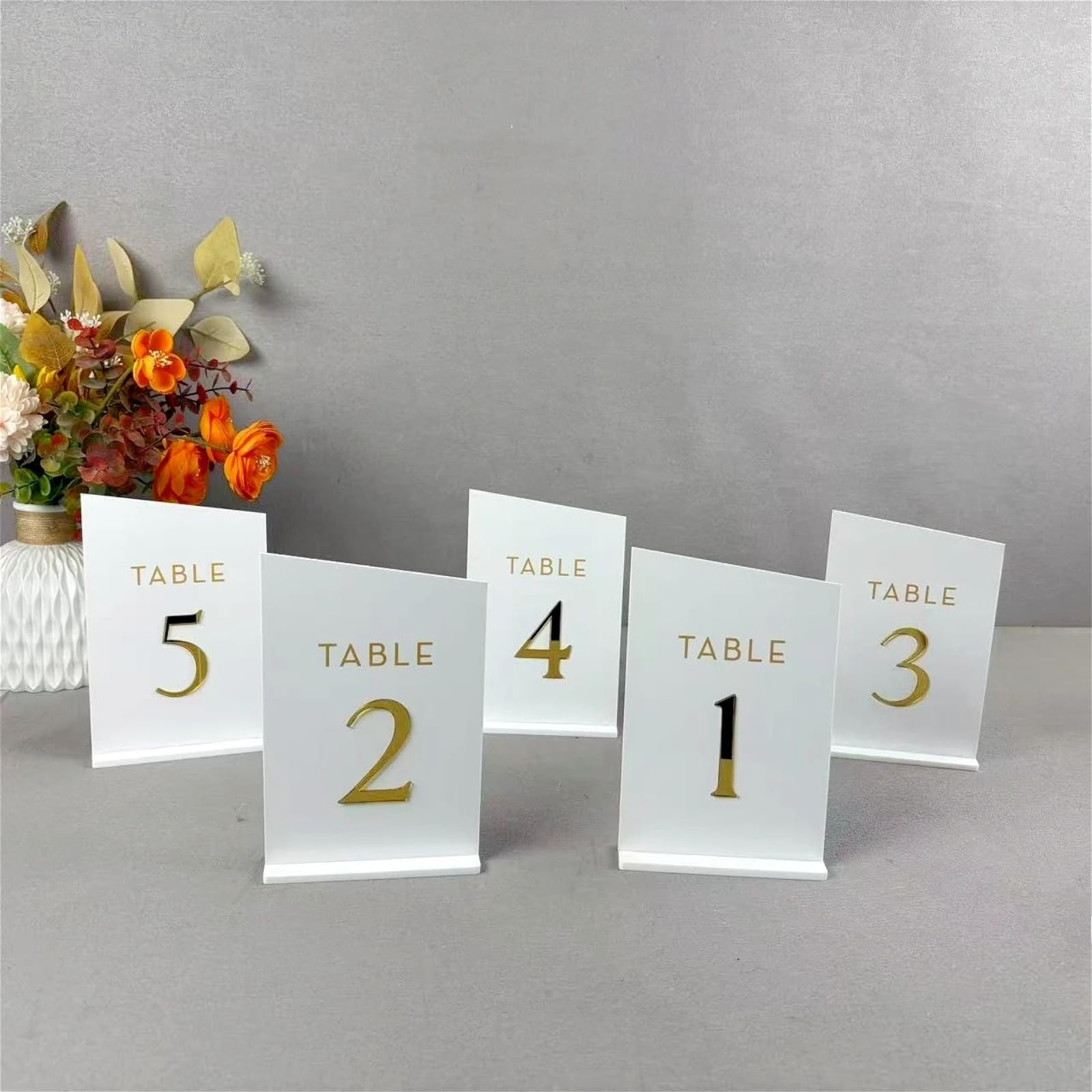 Números de mesa de boda de acrílico personalizados con acabado espejo dorado de alta calidad