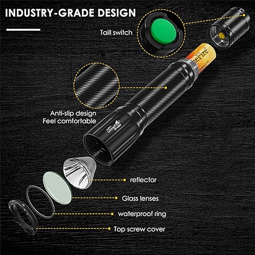 Miniatura 5 de UltraFire Linterna LED de caza de 382 yardas de luz verde, luz depredadora de 520 nm-540 nm de largo alcance, linterna táctica verde con montaje en