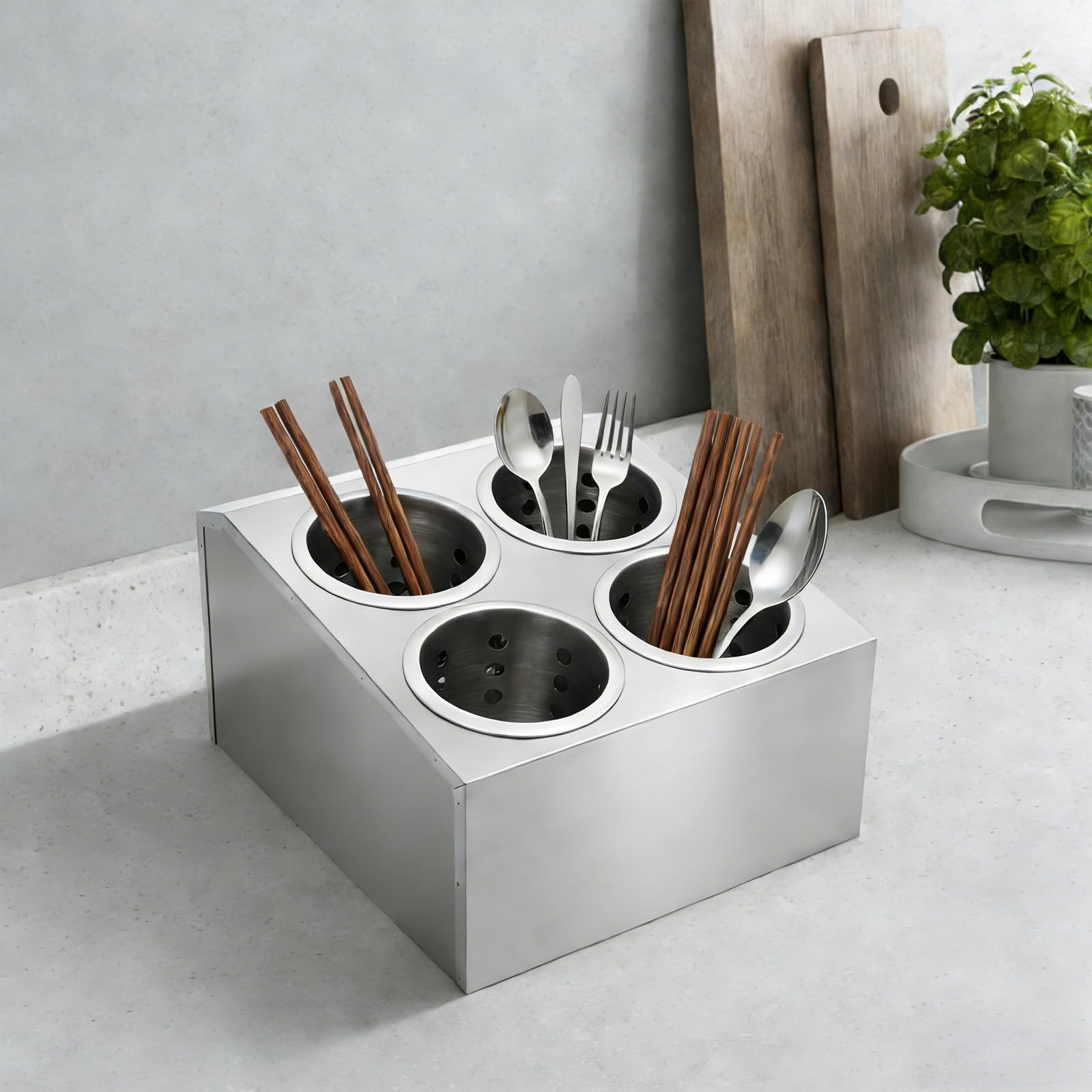Besteckhalter Besteck Besteckständer Gastro Besteckbehälter Utensilienhalter Lagerung von Messern Gabeln Besteckköcher Organizer Besteckkasten zweireihig aus Edelstahl für Küche Restaurant