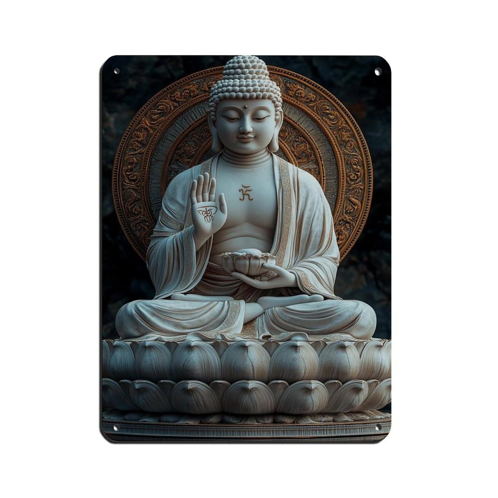 Buddha Art-Buddha Decor-Large Art (1) Tin Sign Vintage Metal Pub Club Cafe Bar Home Wall Art Decoration Poster Retro 12x16inch(30x40cm)