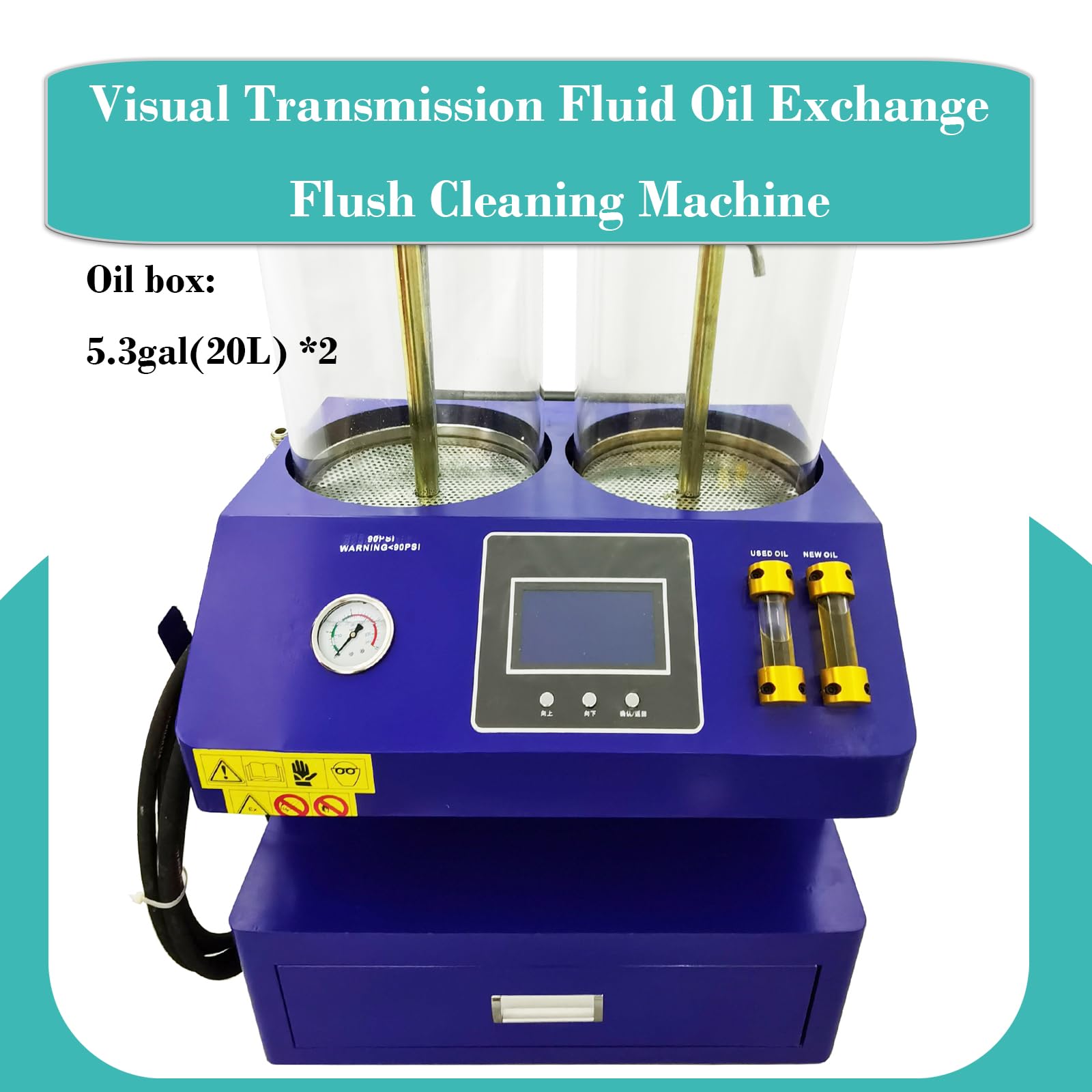 EQCOTWEA Fully Automatic Visual Transmission Fluid Oil Exchange Flush Cleaning Machine Gearbox Cleaning and Oil Replacement Machine Transmission Cleaning Oil Changer DC12V with Two 20L Oil Boxes