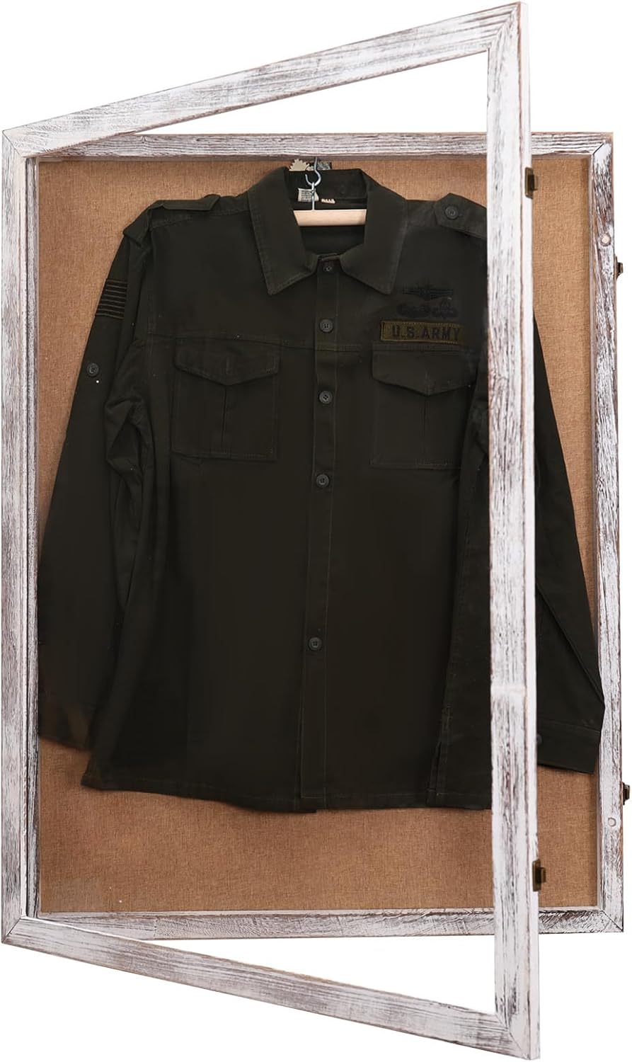 30x40 Shadow Box, Front Opening Shadow Boxes Display Cases for Seashell Antique Ticket Stub Insect Taxidermy Coins-Distressed White