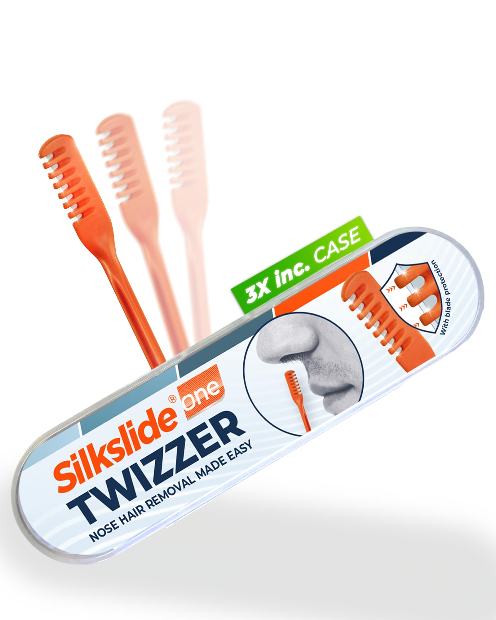 Silkslide®One TWIZZER – Nose Hair Trimmer for Men and Women – Compact Travel Case – Twist & Trim Nasal Hair Removal – Japanese Premium Blades – No