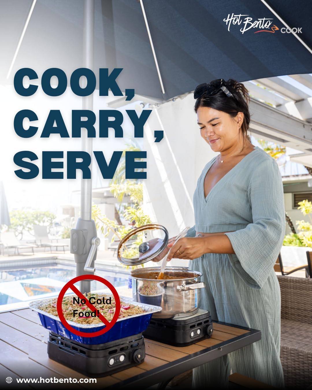 Hot Bento Cook – Portable Battery-Powered Flameless Cooker Reaching 500°+, Adjustable Heat Levels, Cordless Cooking for Camping, Travel & Outdoor Use