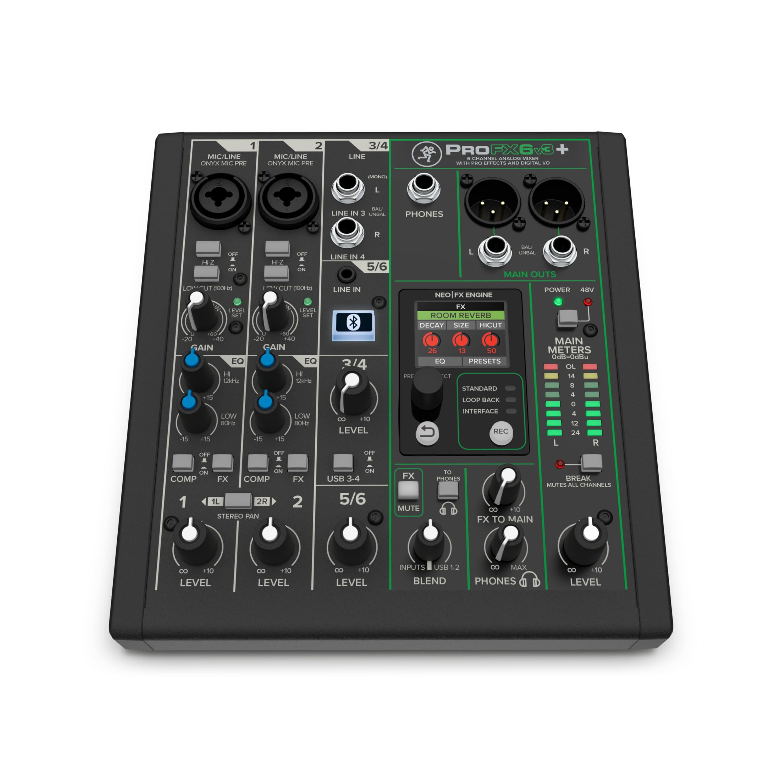 Mackie ProFX6v3+ 6-Kanal-Mischpult analoges USB-Aufnahme Live-Streaming Bluetooth