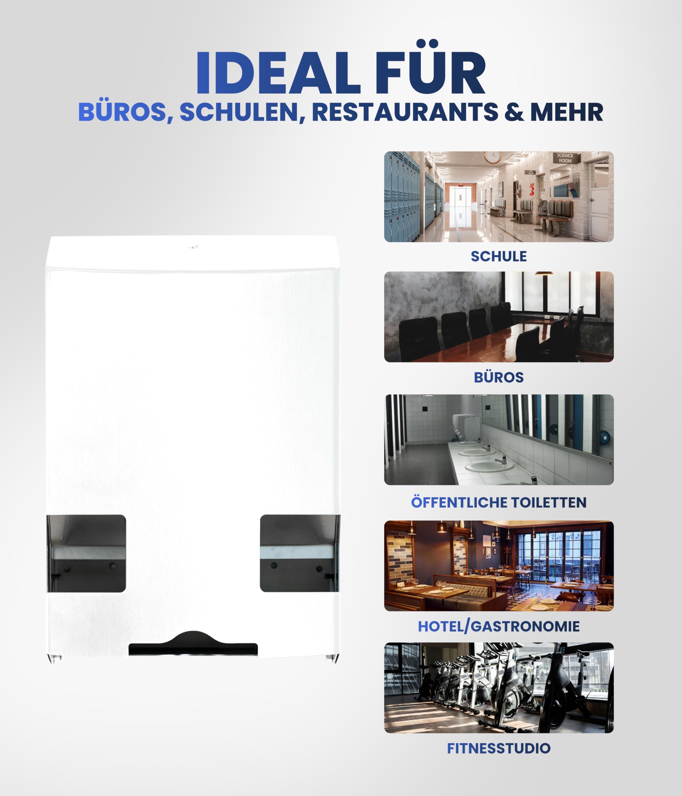 Tampon- und Bindenspender Duo & Trio – Perfekte Tampon Aufbewahrung & Binden Aufbewahrung für Büro, Gastronomie & WC – Stilvoll & hygienisch – Made in Europe (Trio Weiß)