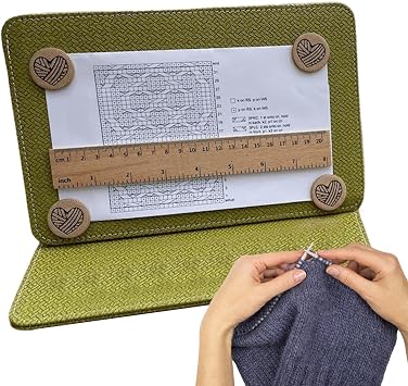 Knitting Pattern Holder, Magnetic Chart Holder Knitting Tool, Crochet Knitting Chart Holder, Knitting Tool Accessories, Foldable Knitting Chart Keeper with Magnet Ruler