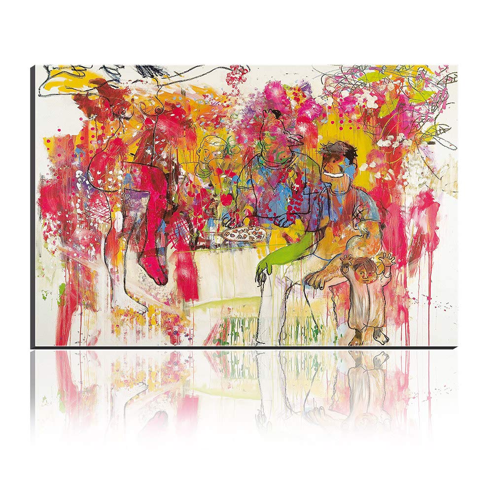 Toile moderne femme nue dansant dans la foule pour salon urbain abstrait