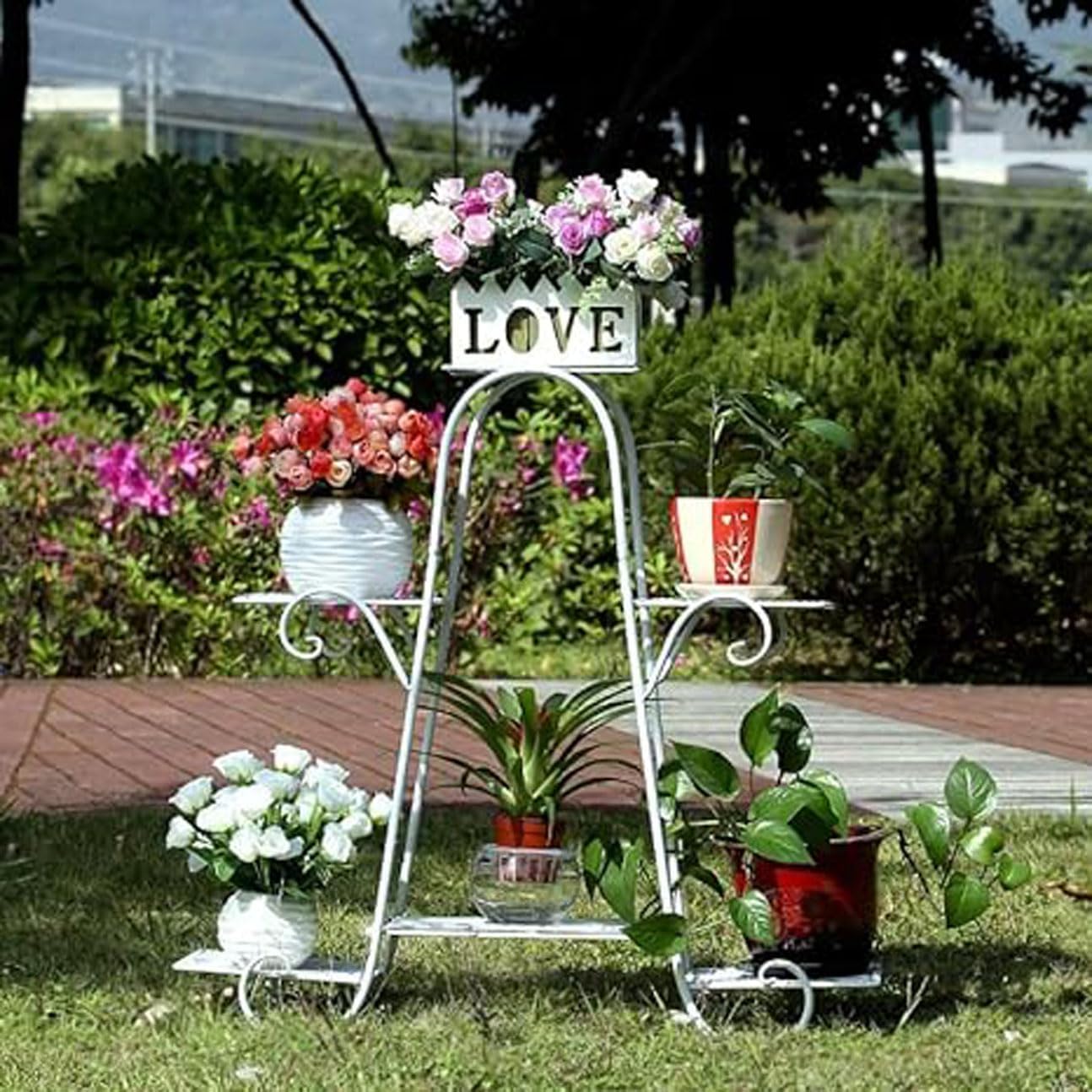 CROWN ART SHOPPEE 6-Tier Plant Stand Indoor Plant Stands with Multiple Uses, Decorative Plant Shelves for Patio, Garden, Balcony (White) (B0CZ76XXHR) Amazon Price History, Amazon Price Tracker