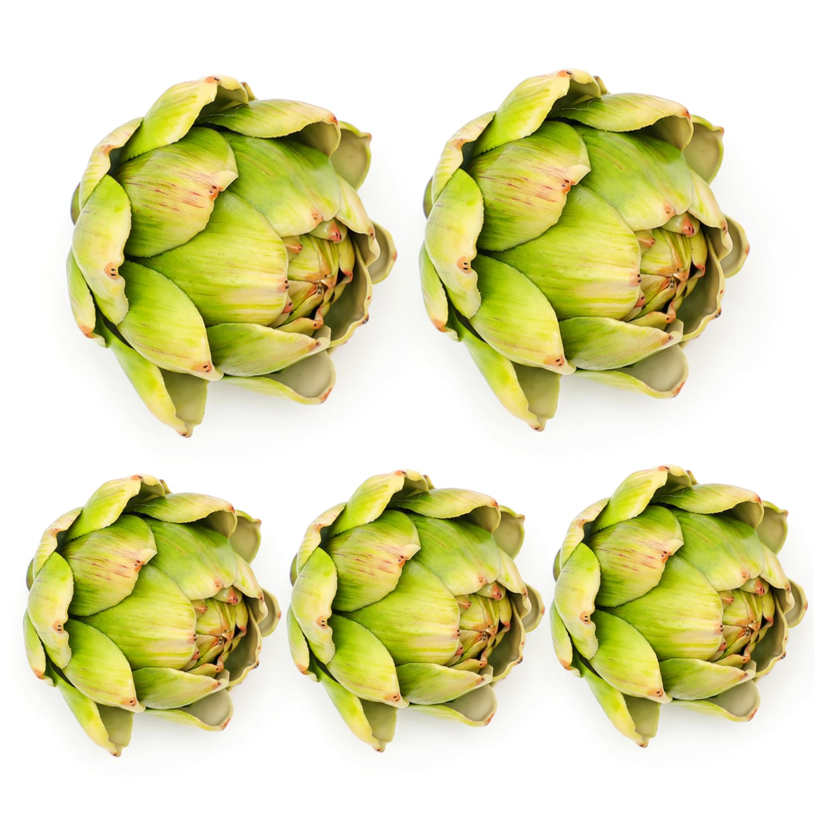 Grsrkep 5-Pack Faux Artichokes - Realistic Artificial Artichoke Decor, 4.3 Inch Green PE Kitchen Counter Centerpiece for Decoration Bowl